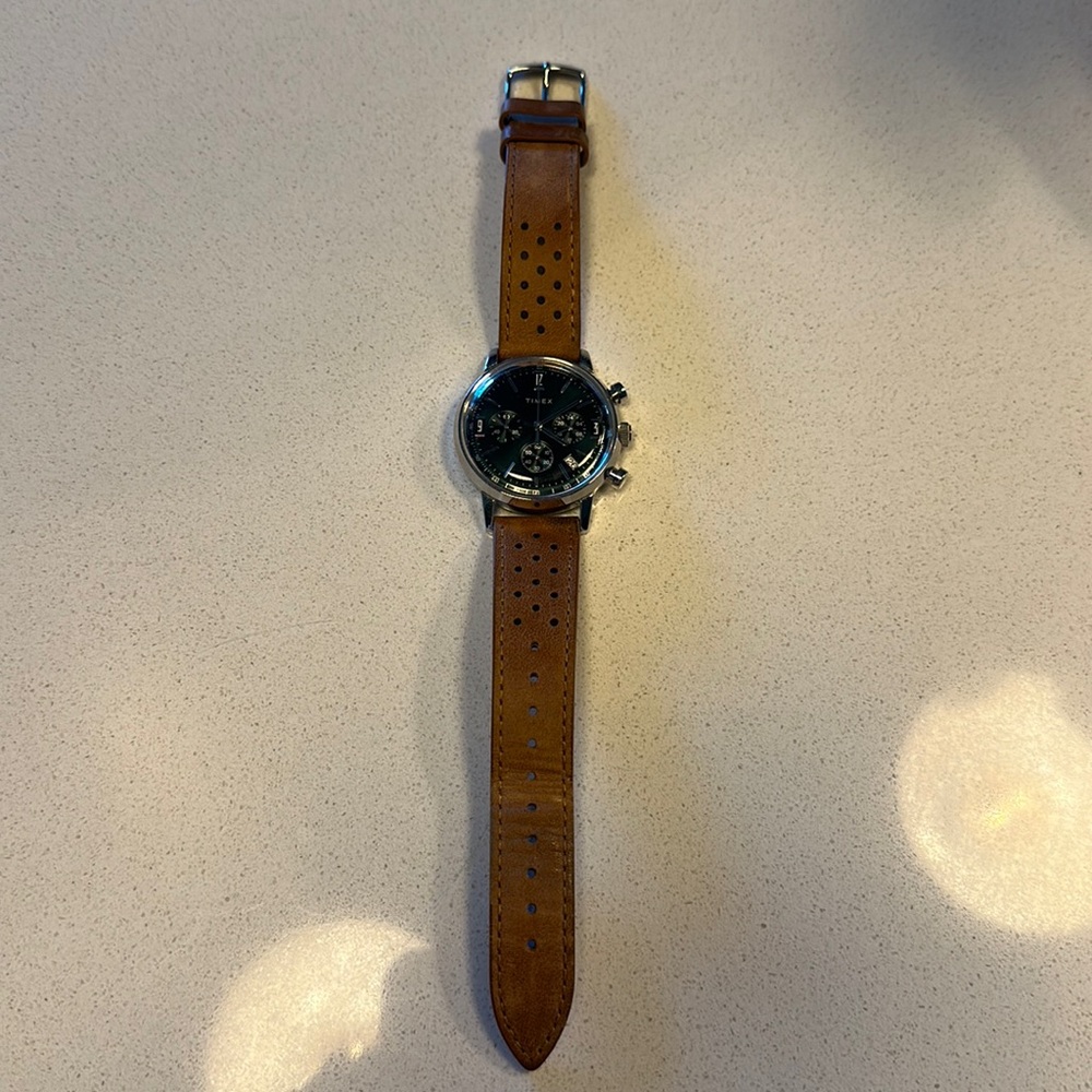 Marlin® Chronograph Tachymeter 40mm Leather Strap Watch